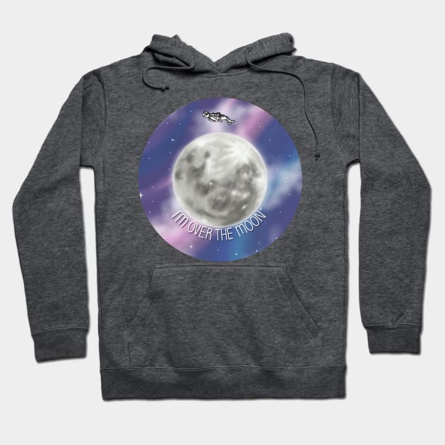 I'm over the moon...literally. Astronaut over the moon, Digital illustration Hoodie by AlmightyClaire